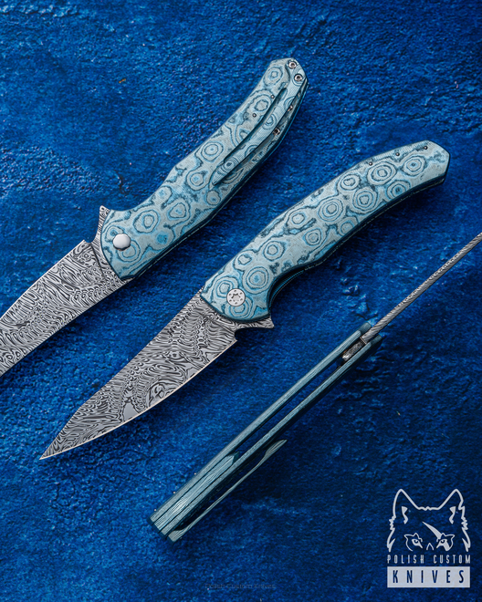 NÓŻ SKŁADANY FOLDER ISHTAR 599  BLACK TIMASCUS DAMASTEEL FULL DRESS HERMAN KNIVES