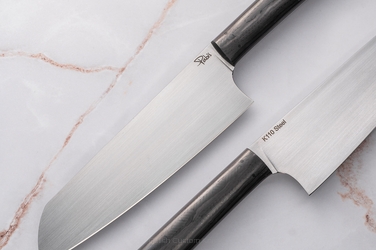 NÓŻ KUCHENNY SANTOKU 180 10 D2 WŁÓKNO WĘGLOWE PABIŚ KNIVES