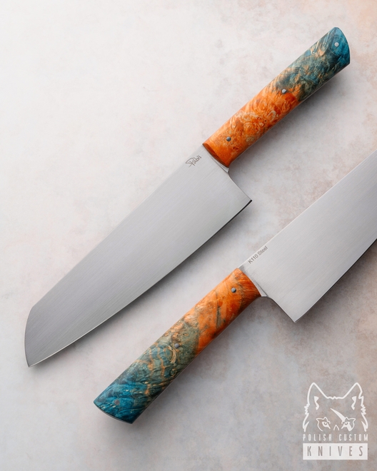 NÓŻ KUCHENNY SANTOKU 180 31 K110 KLON STABILIZOWANY PABIŚ KNIVES