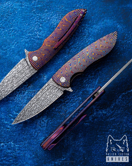 NÓŻ SKŁADANY FOLDER STING 704 TIMASCUS DAMASTEEL FULL DRESS HERMAN KNIVES