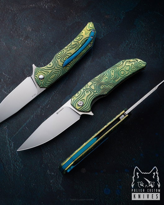 NÓŻ SKŁADANY FOLDER DRAGONFLY #0524 RWL34 NEBULA RIPPLE HERMAN KNIVES