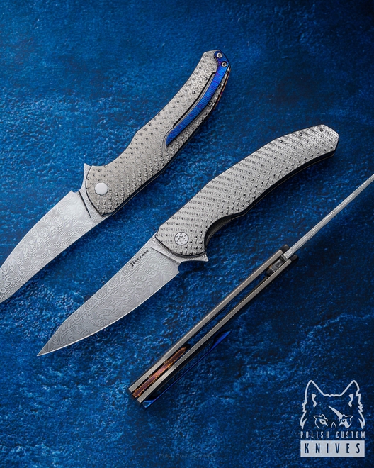 NÓŻ SKŁADANY FOLDER ISHTAR #0685 DAMASTEEL HALF DRESS HERMAN KNIVES