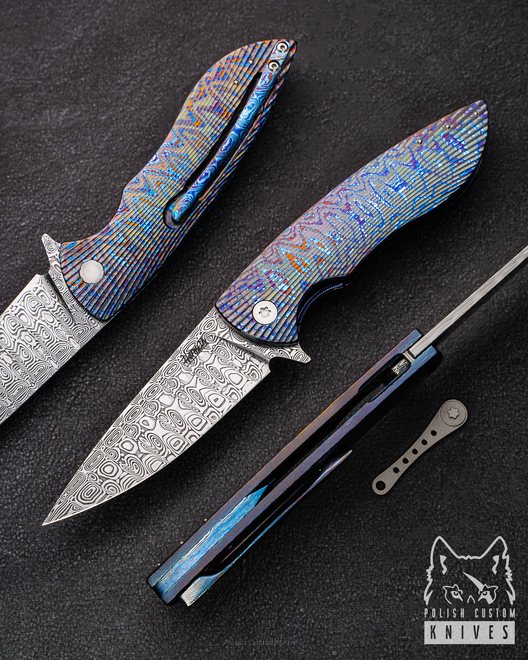 NÓŻ SKŁADANY FOLDER STING 2 BLACK TIMASCUS DAMASTEEL HERMAN