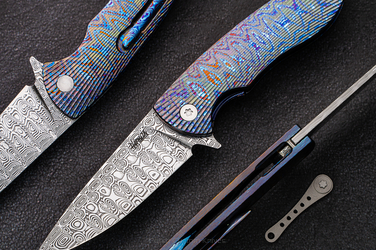 NÓŻ SKŁADANY FOLDER STING 2 BLACK TIMASCUS DAMASTEEL HERMAN