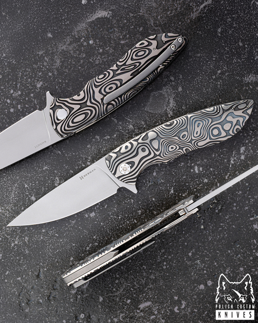 NÓŻ SKŁADANY FOLDER STING #0833 MAGNACUT NEBULA RIPPLE HERMAN KNIVES