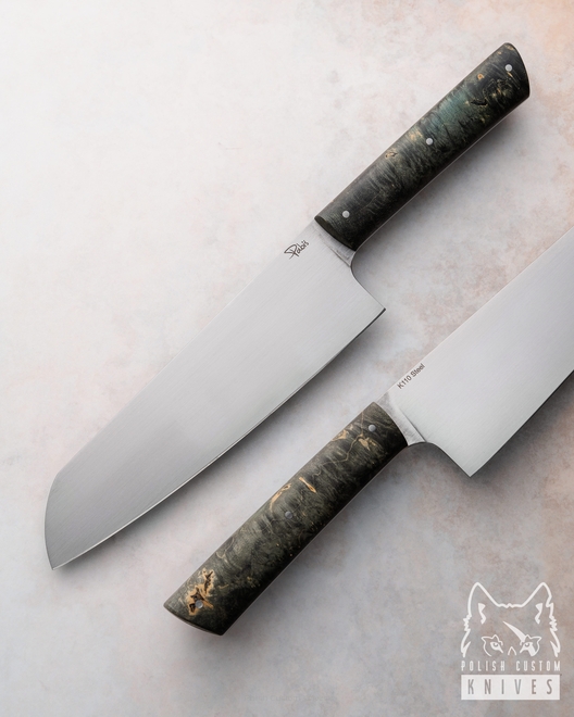 NÓŻ KUCHENNY SANTOKU 180 36 K110 KLON STABILIZOWANY PABIŚ KNIVES