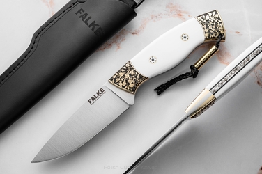 NÓŻ MYŚLIWSKI HUNTER INDIVIDUAL H318 N690 BIAŁY CORIAN G10 FALKE KNIVES