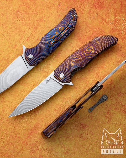 NÓŻ SKŁADANY FOLDER DRAGONFLY 15 TIMASCUS ALLEIMA DAMAX DAMAST NIERDZEWNY HERMAN KNIVES