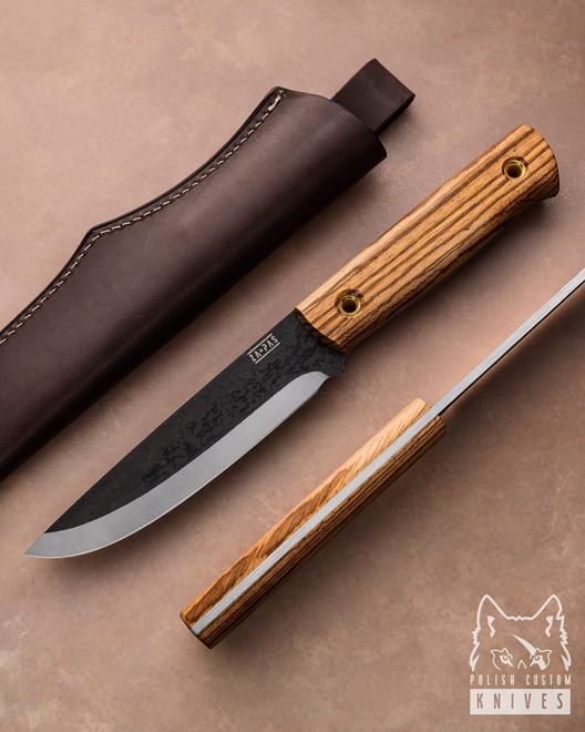 NÓŻ SURVIVALOWY MYŚLIWSKI EDC BIWI 12 CM 4 4H13 1.4031 ZEBRANO SKÓRA ZA-PAS KNIVES