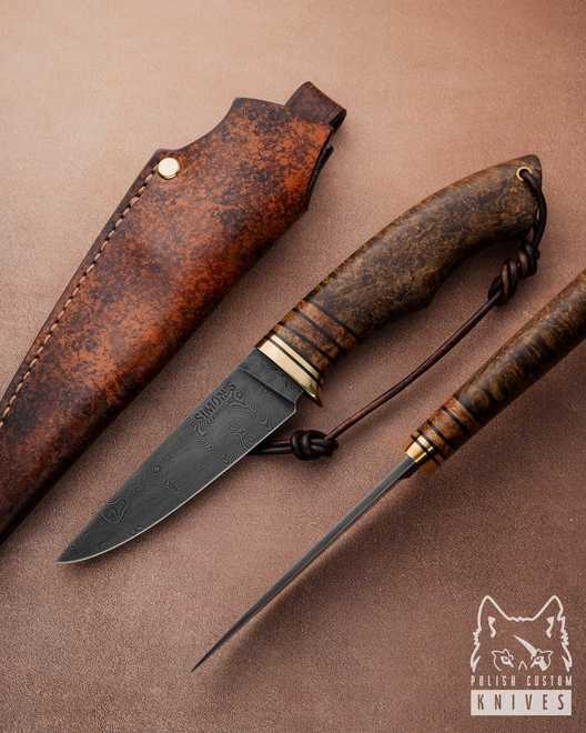 NÓŻ MYŚLIWSKI EKSKLUZYWNY AUTUMN WIND 10 DAMAST SIMON'S KNIVES