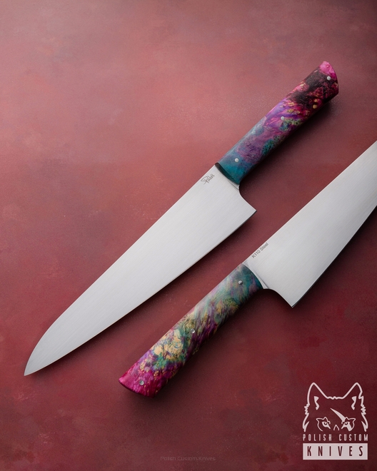 NÓŻ KUCHENNY CHEF 210 28 KLON STABILIZOWANY D2 K110 PABIŚ KNIVES
