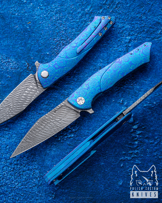 NÓŻ SKŁADANY FOLDER BEE 45 DAMASTEEL TIMASCUS FULL DRESS HERMAN KNIVES