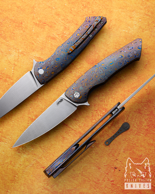 NÓŻ SKŁADANY FOLDER SLIM 14 BLACK TIMASCUS ALLEIMA HERMAN KNIVES