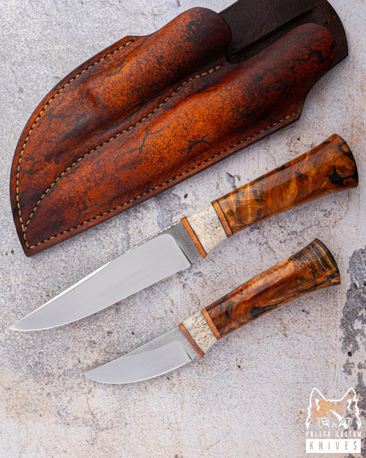 ZESTAW NÓŻE MYŚLIWSKE LEL I POLEL K110 CZCZOTA BUKOWA GARUCHI KNIVES