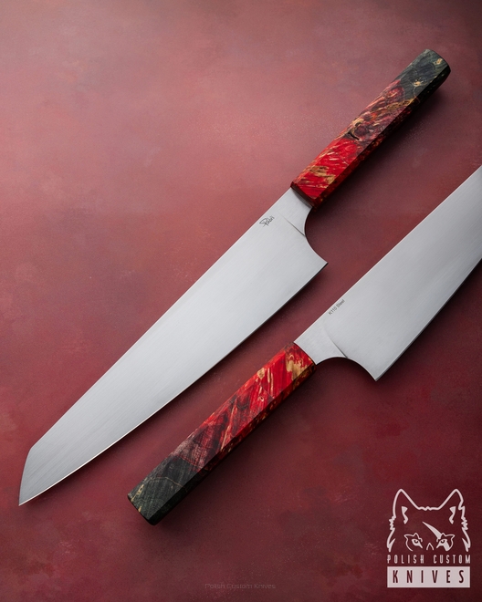 NÓŻ KUCHENNY GYUTO 240 8 K110 CZERWONO CZARNY PABIŚ KNIVES