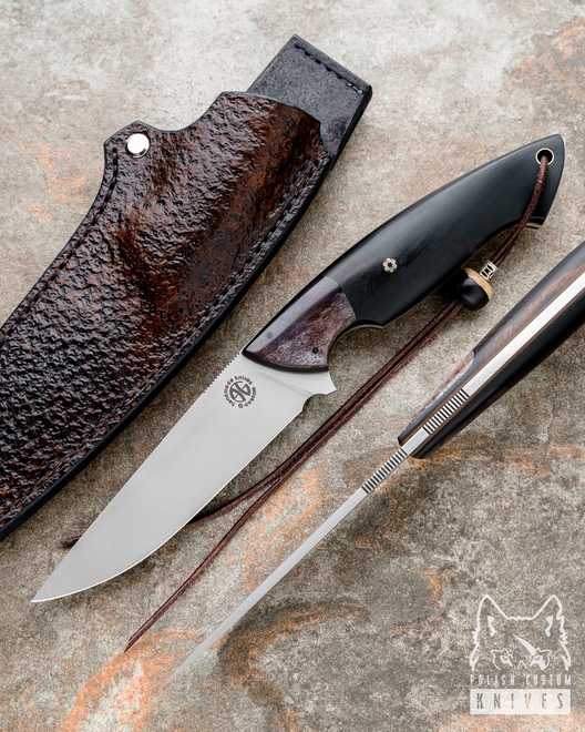 NÓŻ MYŚLIWSKI SAURON K110 V2, GIRAFFE BONE, EBONY G-CUSTOM