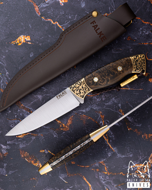 NÓŻ MYŚLIWSKI HUNTER LONG HL 008 D2 CZECZOTA KLONU FALKE KNIVES