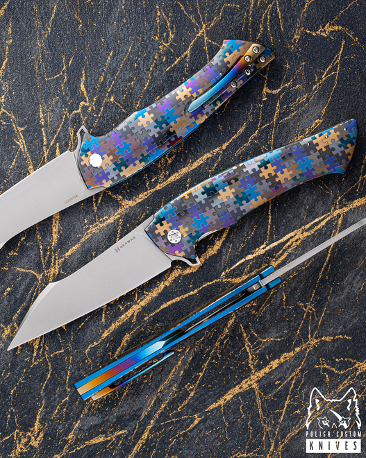 NÓŻ SKŁADANY FOLDER OVIUM #0077 MAGNACUT PUZZLE HERMAN KNIVES
