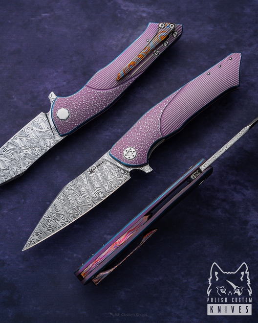 NÓŻ SKŁADANY FOLDER BEE 27 DAMASTEEL HALF DRESS HERMAN KNIVES