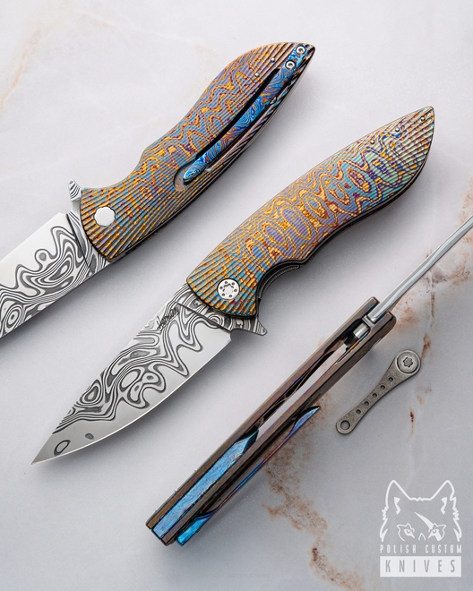 NÓŻ SKŁADANY FOLDER STING 4 BLACK TIMASCUS DAMACORE HERMAN KNIVES