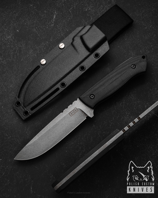 NÓŻ BUSHCRAFTOWY SURVIVALOWY ULTRA OUTDOOR 1 NMV O2 G10 CZARNY ACID STONEWASH ZA-PAS