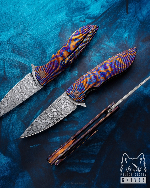 NÓŻ SKŁADANY FOLDER STING #0702 TIMASCUS DAMASTEEL FULL DRESS HERMAN KNIVES