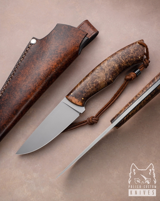NÓŻ MYŚLIWSKI SURVIVALOWY POGWIZD HUNTER 19 K110 CZECZOTA KLONU SIMON'S