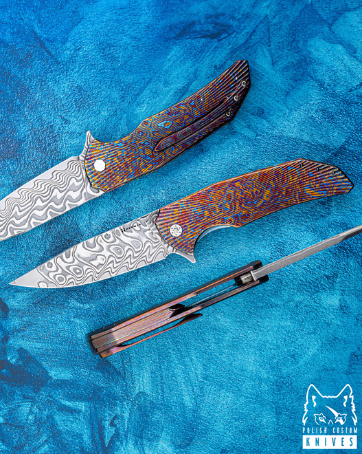 NÓŻ SKŁADANY FOLDER DRAGONFLY #0506 NICHOLS CORE DAMASCUS TIMASCUS FULL DRESS HERMAN KNIVES