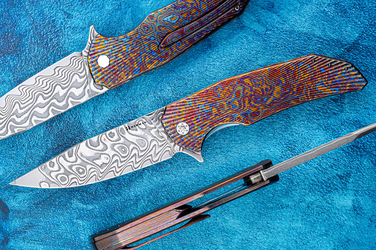NÓŻ SKŁADANY FOLDER DRAGONFLY #0506 NICHOLS CORE DAMASCUS TIMASCUS FULL DRESS HERMAN KNIVES