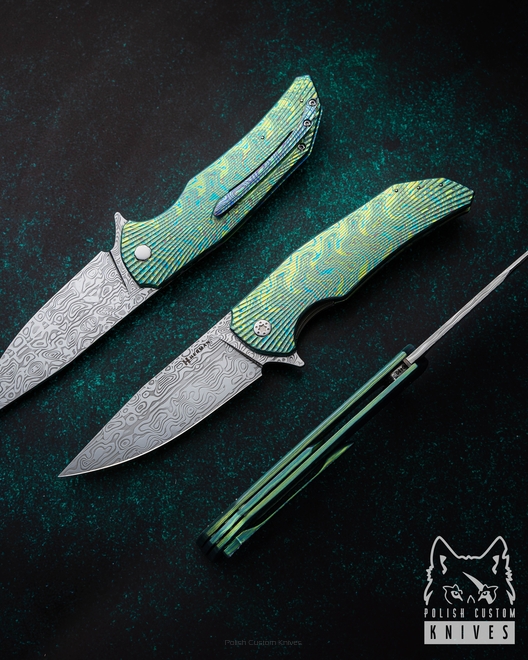 NÓŻ SKŁADANY FOLDER DRAGONFLY #0480 DAMASTEEL TIMASCUS ( C0026 ) FULL DRESS HERMAN KNIVES