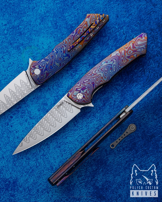NÓŻ SKŁADANY FOLDER SLIM 13 BLACK TIMASCUS DAMACORE FULL DRESS HERMAN KNIVES