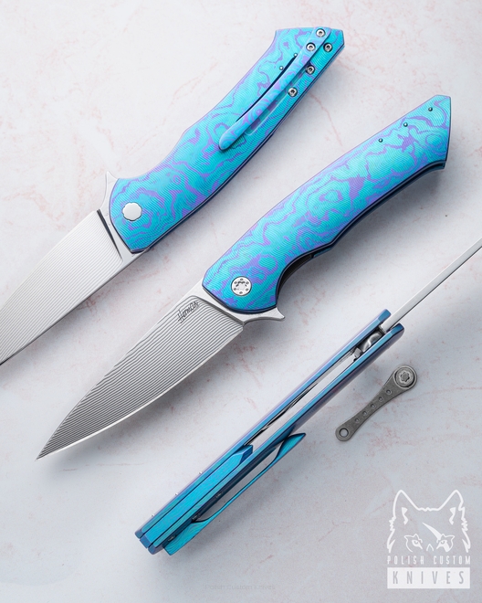 NÓŻ SKŁADANY FOLDER SLIM 22 TIMASCUS FULL DRESS HERMAN KNIVES