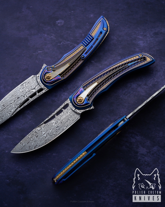 NÓŻ SKŁADANY FOLDER AVIATOR BIFROST #27 OF 33 DAMASTEEL LESBAR KNIVES