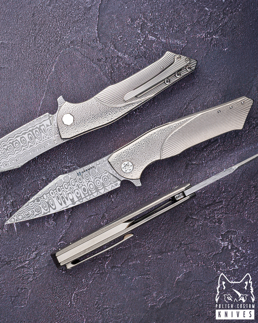 NÓŻ SKŁADANY FOLDER BEE #0289 DAMASTEEL HALF DRESS HERMAN KNIVES
