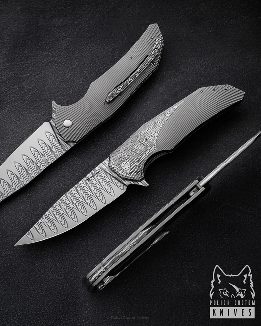 NÓŻ SKŁADANY FOLDER DRAGONFLY 297 DAMASTEEL HALF DRESS HERMAN KNIVES
