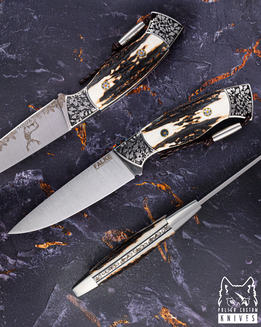 NÓŻ MYŚLIWSKI HUNTER LONG HL 009 M390 POROŻE JELENIA FALKE KNIVES