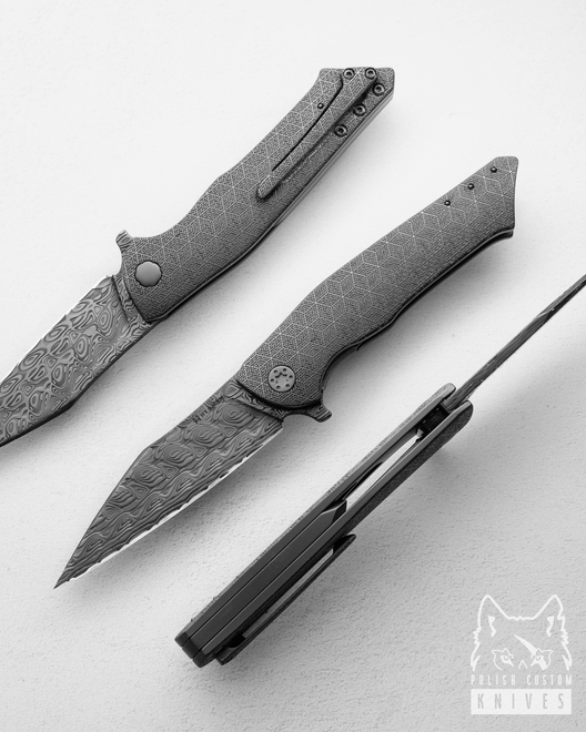 NÓŻ SKŁADANY FOLDER BEE 79 DAMASTEEL TESSERACT DLC FULL DRESS HERMAN KNIVES