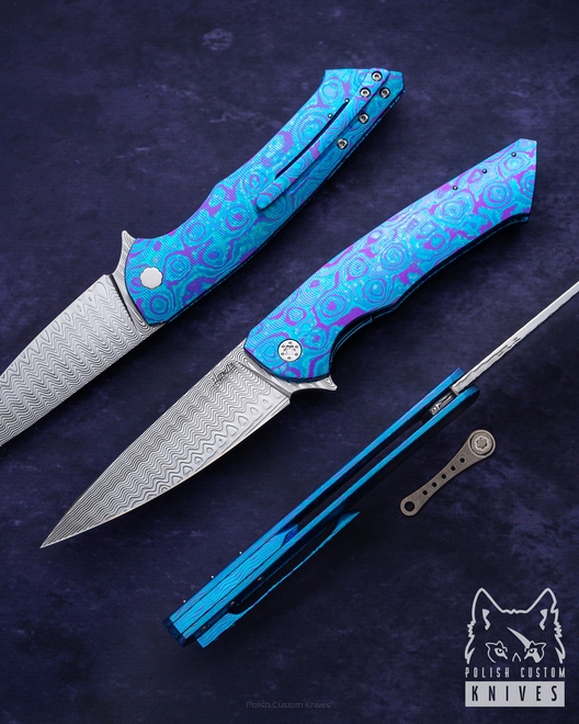 NÓŻ SKŁADANY FOLDER SLIM 23 TIMASCUS FULL DRESS HERMAN KNIVES