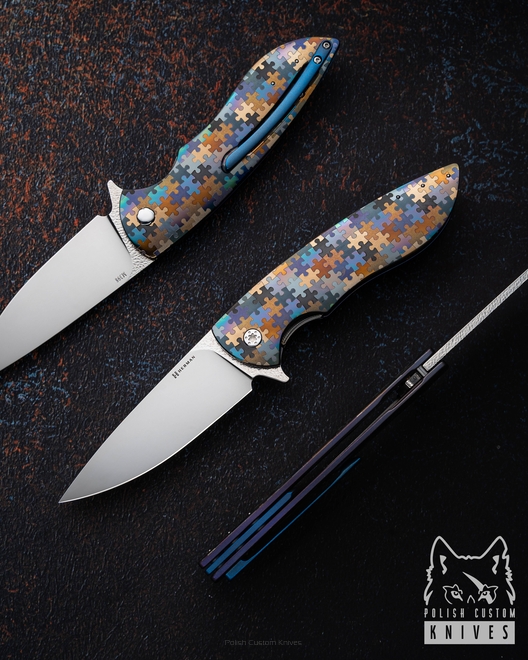 NÓŻ SKŁADANY FOLDER BIG STING #0032 M398 PUZZLE HERMAN KNIVES