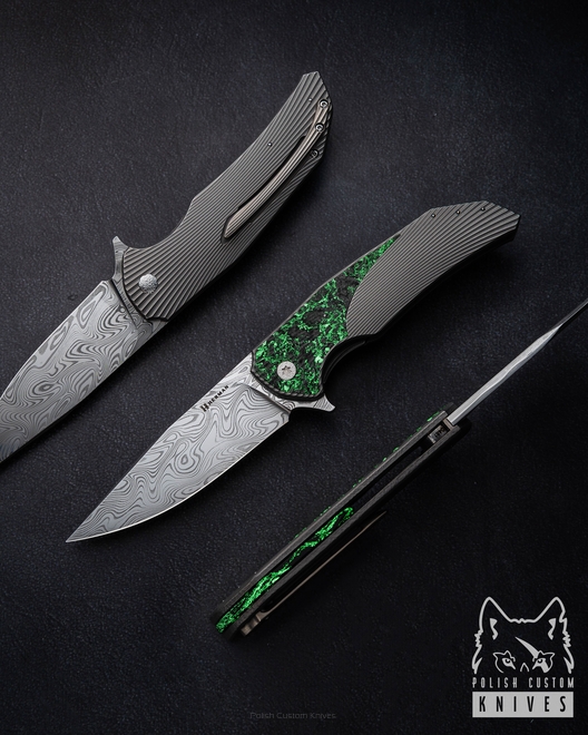 NÓŻ SKŁADANY FOLDER DRAGONFLY #0481 DAMASTEEL HALF DRESS HERMAN KNIVES