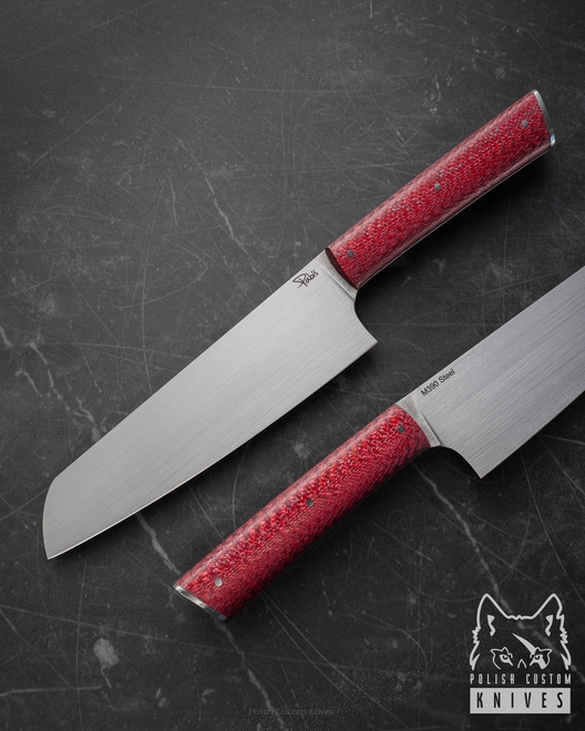 NÓŻ KUCHENNY SANTOKU 180 19 M390 RED TWILL PABIŚ