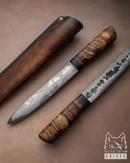 NÓŻ SURVIVALOWY MYŚLIWSKI JAKUT 3 SAN MAI G10 DRWNO STABILIZOWANE TS CUSTOM KNIVES