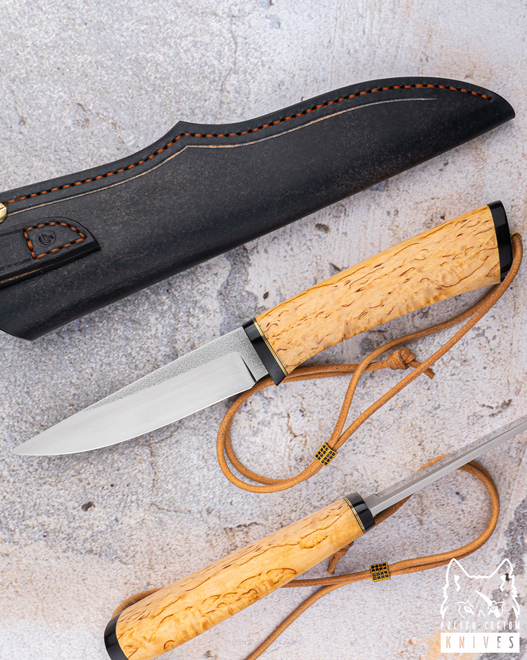 NÓŻ MYŚLIWSKI KAREL K110 1 BRZOZA KARELSKA GARUCHI KNIVES