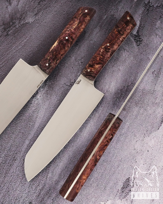NÓŻ KUCHENNY SANTOKU 180 49 M390 CZECZOTA BRZOZY KARELSKIEJ PABIŚ KNIVES