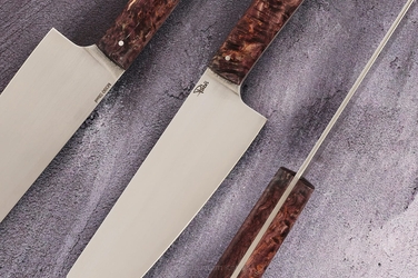 NÓŻ KUCHENNY SANTOKU 180 49 M390 CZECZOTA BRZOZY KARELSKIEJ PABIŚ KNIVES