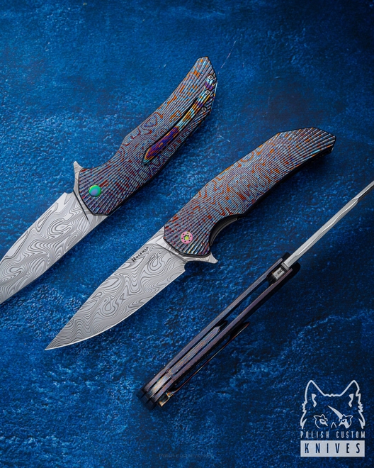 NÓŻ SKŁADANY FOLDER DRAGONFLY #0368 DAMASTEEL BLACK TIMASCUS FULL DRESS HERMAN KNIVES