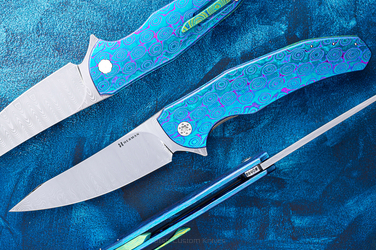 NÓŻ SKŁADANY FOLDER ISHTAR #0869 DAMASTEEL TIMASCUS FULL DRESS ( C0069 ) HERMAN KNIVES