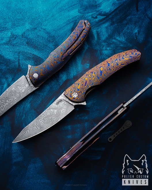 NÓŻ SKŁADANY FOLDER ISHTAR 7 BLACK TIMASCUS DAMASTEEL FULL DRESS HERMAN KNIVES