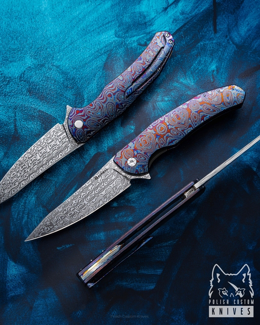 NÓŻ SKŁADANY FOLDER ISHTAR #0671 DAMASTEEL BLACK TIMASCUS HERMAN KNIVES