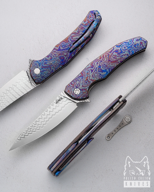 NÓŻ SKŁADANY FOLDER ISHTAR 6 BLACK TIMASCUS DAMACORE FULL DRESS HERMAN KNIVES